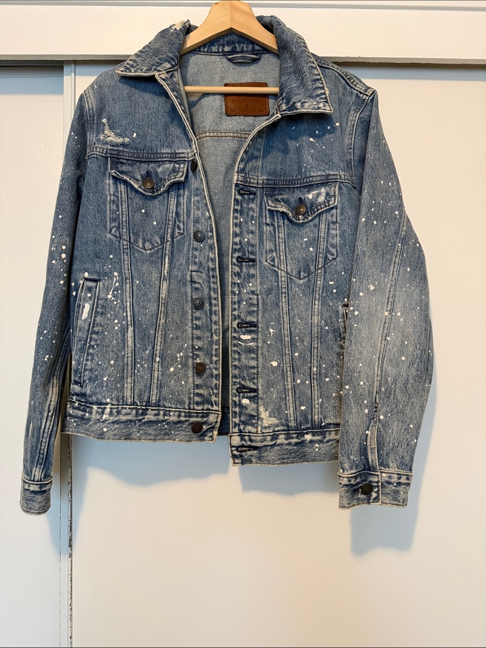 Abercrombie & Fitch Blue Denim Paint-Splatter Jean Jacket